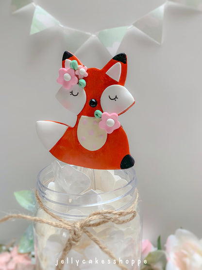 Woodland Fox 1st Birthday Cake Topper for Girl