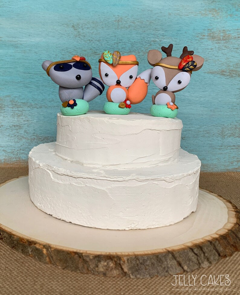 Boho Animals Baby Shower Cake Topper, Gender Neutral Cake Decorations