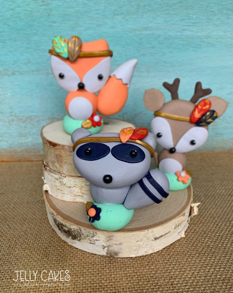 Boho Animals Baby Shower Cake Topper, Gender Neutral Cake Decorations