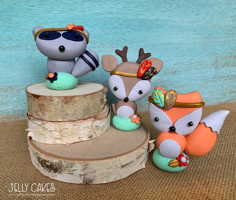 Boho Animals Baby Shower Cake Topper, Gender Neutral Cake Decorations