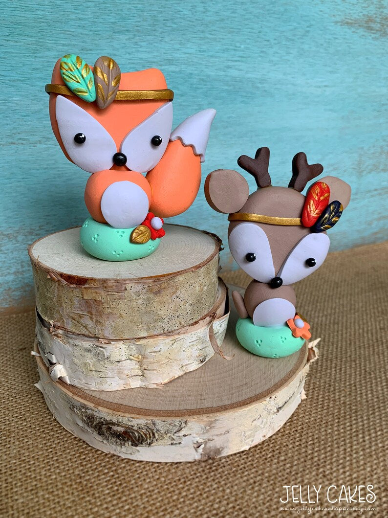 Boho Animals Baby Shower Cake Topper, Gender Neutral Cake Decorations