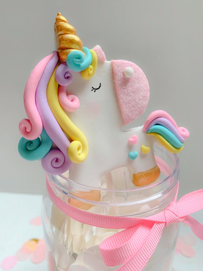 Happy Birthday Rainbow Unicorn Cake Topper with Banner