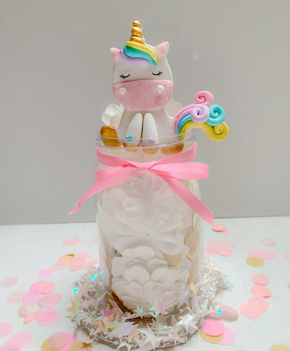 Rainbow Unicorn Cake Topper with Pink Banner