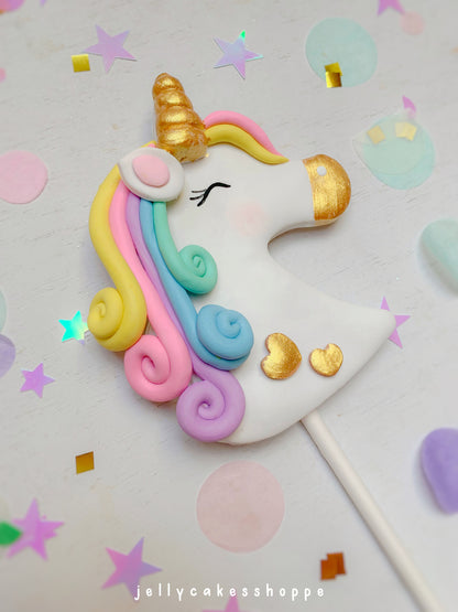 Pastel Rainbow Unicorn Cake Topper