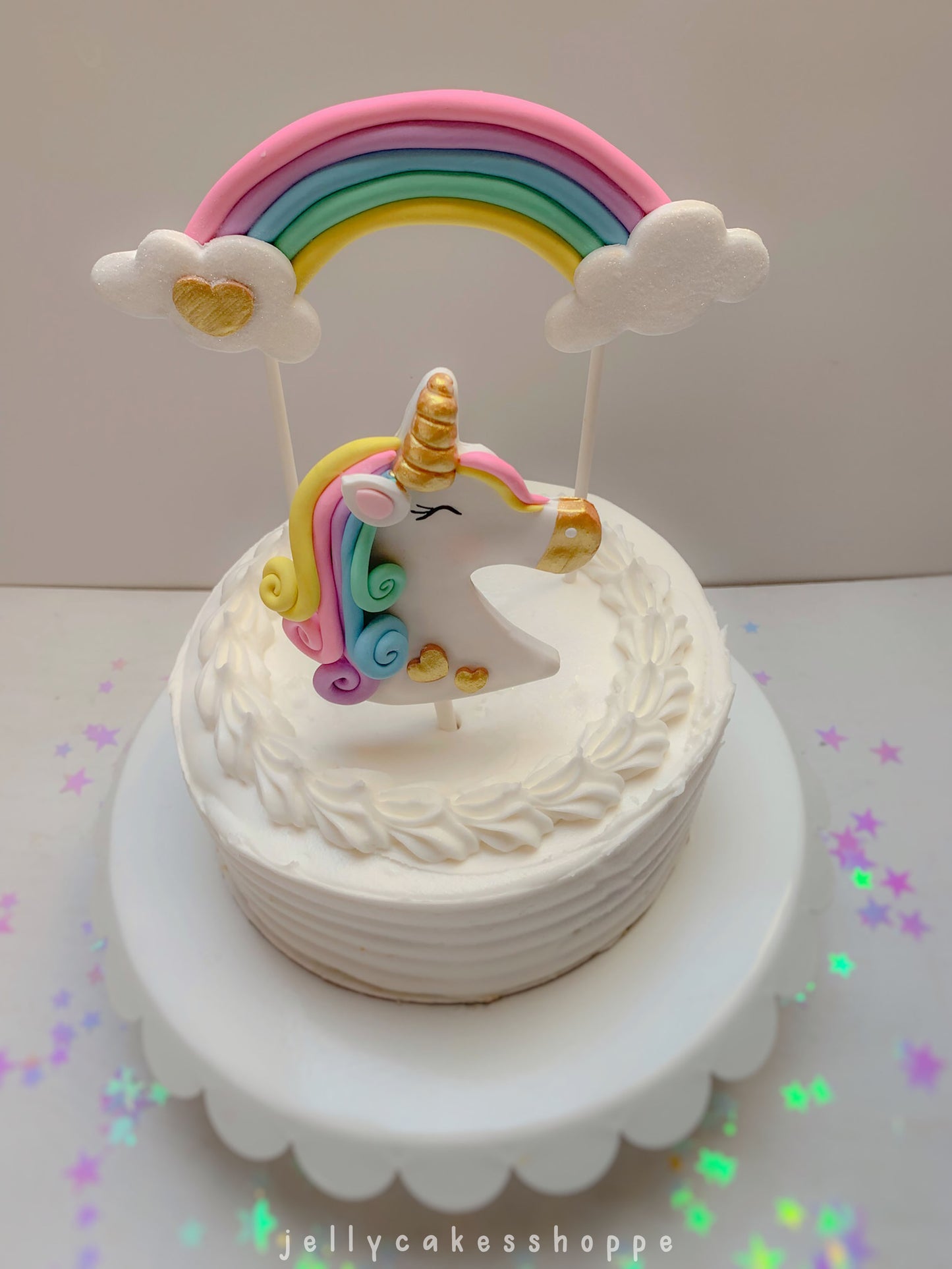 Pastel Rainbow Unicorn Cake Topper