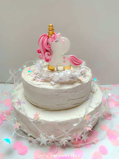 Pink Rainbow Unicorn Cake Topper
