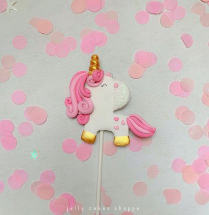 Pink Rainbow Unicorn Cake Topper