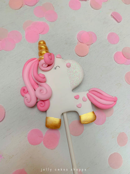 Pink Rainbow Unicorn Cake Topper