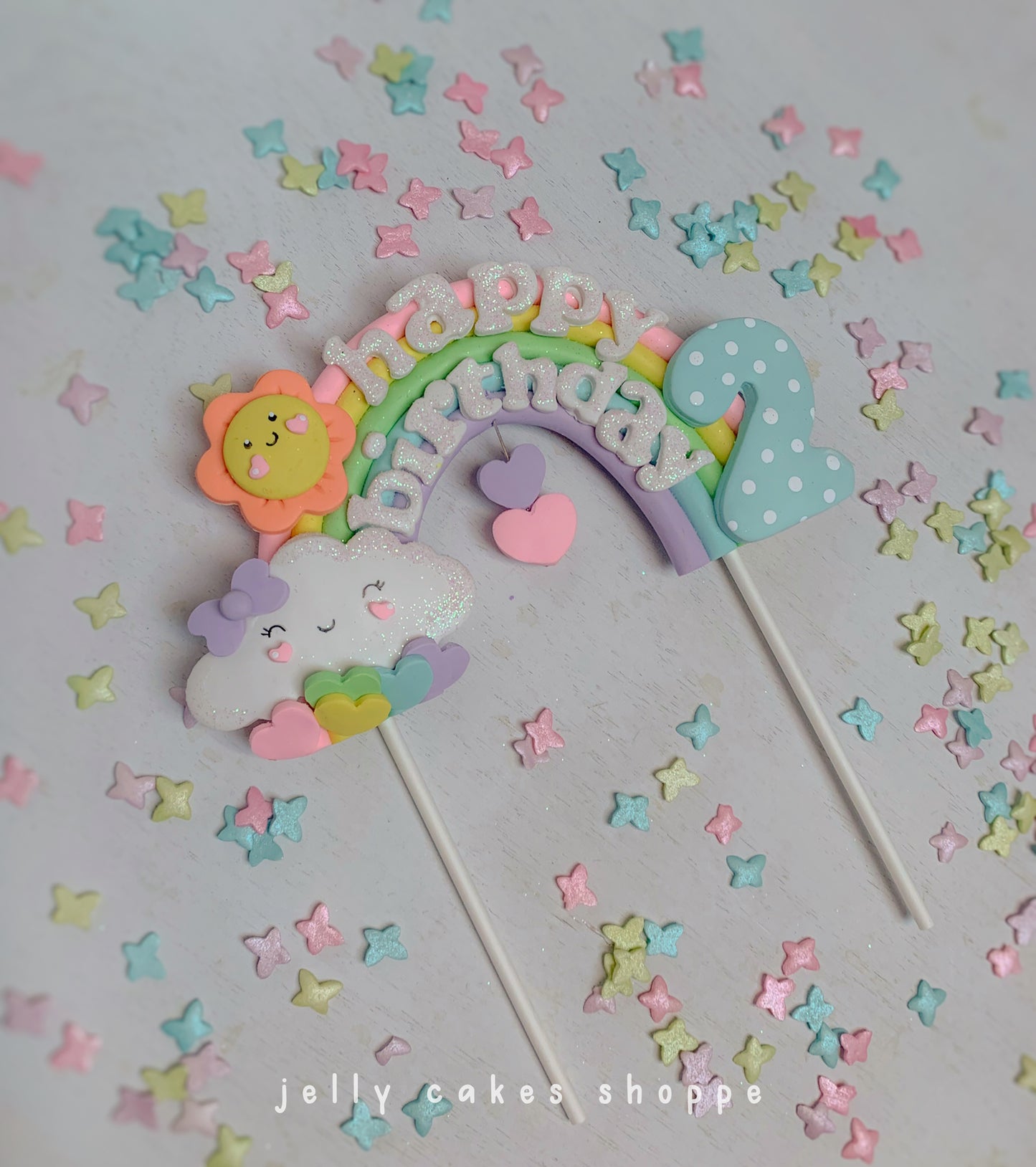 Rainbow and Clouds Cake Topper