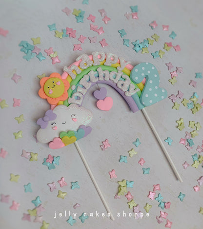 Rainbow and Clouds Cake Topper