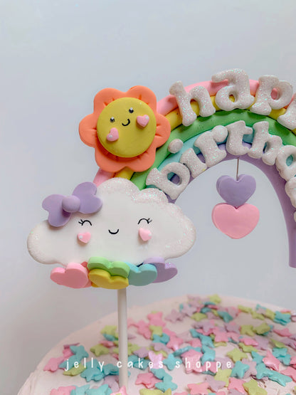Rainbow and Clouds Cake Topper