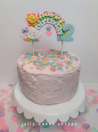 Rainbow and Clouds Cake Topper