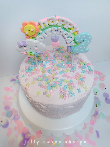 Rainbow and Clouds Cake Topper